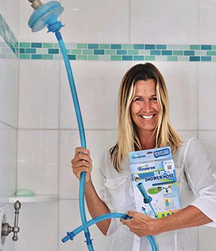 Rinseroo: 5 Foot Slip-on, Handheld Showerhead Attachment Hose for Sink and Shower. No Installation, Detachable Shower Head Sprayer. Fits Faucets Up To 6" Wide. Not For Tubs.