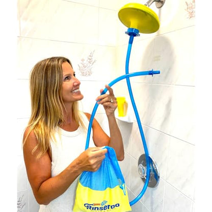 Rinseroo: 5 Foot Slip-on, Handheld Showerhead Attachment Hose for Sink and Shower. No Installation, Detachable Shower Head Sprayer. Fits Faucets Up To 6" Wide. Not For Tubs.