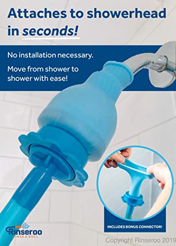 Rinseroo: 5 Foot Slip-on, Handheld Showerhead Attachment Hose for Sink and Shower. No Installation, Detachable Shower Head Sprayer. Fits Faucets Up To 6" Wide. Not For Tubs.