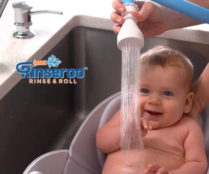 Rinseroo: 5 Foot Slip-on, Handheld Showerhead Attachment Hose for Sink and Shower. No Installation, Detachable Shower Head Sprayer. Fits Faucets Up To 6" Wide. Not For Tubs.