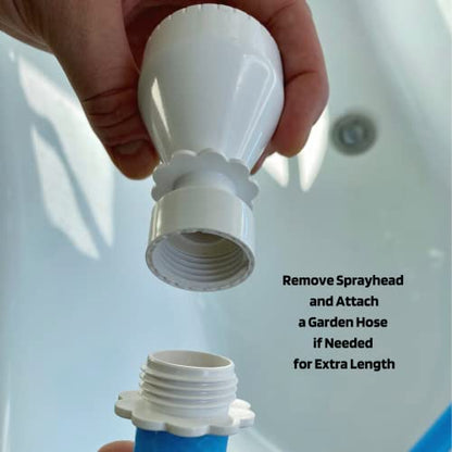 Rinseroo: 5 Foot Slip-on, Handheld Showerhead Attachment Hose for Sink and Shower. No Installation, Detachable Shower Head Sprayer. Fits Faucets Up To 6" Wide. Not For Tubs.