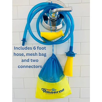 Rinseroo: 5 Foot Slip-on, Handheld Showerhead Attachment Hose for Sink and Shower. No Installation, Detachable Shower Head Sprayer. Fits Faucets Up To 6" Wide. Not For Tubs.