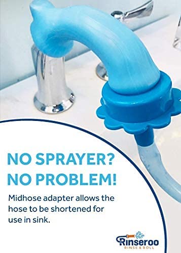 Rinseroo: 5 Foot Slip-on, Handheld Showerhead Attachment Hose for Sink and Shower. No Installation, Detachable Shower Head Sprayer. Fits Faucets Up To 6" Wide. Not For Tubs.