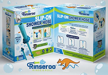 Rinseroo: 5 Foot Slip-on, Handheld Showerhead Attachment Hose for Sink and Shower. No Installation, Detachable Shower Head Sprayer. Fits Faucets Up To 6" Wide. Not For Tubs.