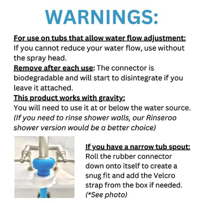 Rinseroo: 5 Foot Slip-on, Handheld Showerhead Attachment Hose for Sink and Shower. No Installation, Detachable Shower Head Sprayer. Fits Faucets Up To 6" Wide. Not For Tubs.