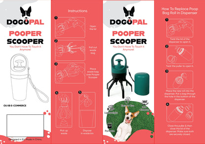 DOGOPAL 360 Pooper Scooper – Dog Pooper Scooper with Built-in Poop Bag Dispenser – Portable and Lightweight – Claw Poop Scooper for Dogs – Poop Picker Upper Tool for Small, Medium and Large Dogs